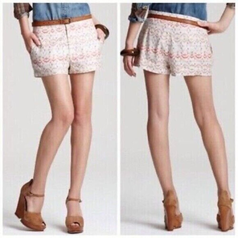 Free People Chamomile Tribal Boho Printed Linen Lightweight Summer Shorts Size 4